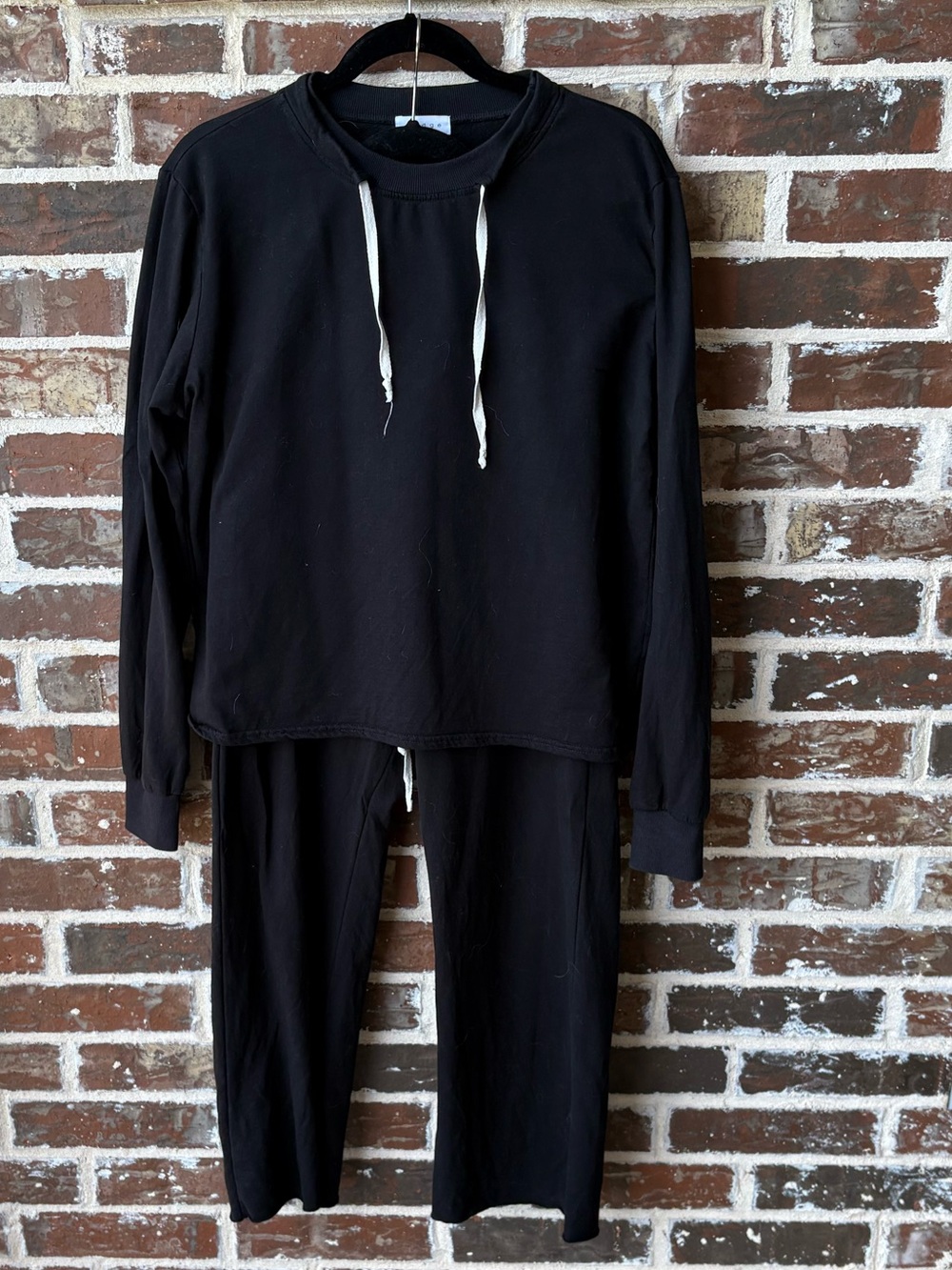 S’EDGE Black Cotton Raglan Sweatshirt & Sweatpants Lounge Set Size Large